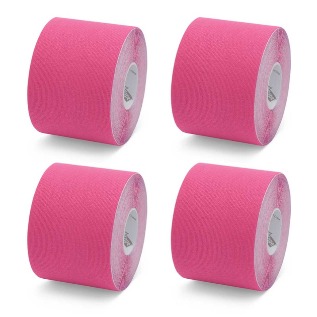 Хлопчатобумажный кинезио тейп K-Tape Red, 5 см х 5 м, розовый, упаковка 4 шт (100141) - изображение 1