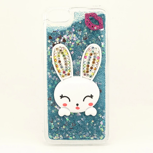 Чехол Glitter для Huawei Y5 2018 / Y5 Prime 2018 бампер Жидкий блеск аквариум Заяц Синий - Фото 2 Чехол Glitter для Huawei Y5 2018 / Y5 Prime 2018 бампер Жидкий блеск аквариум Заяц Синий - изображение 2