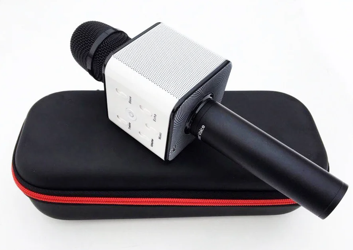 Караоке-микрофон безпроводной Q7 Bluetooth USB с динамиком 25 см черный - Фото 3 Караоке-микрофон безпроводной Q7 Bluetooth USB с динамиком 25 см черный - изображение 3