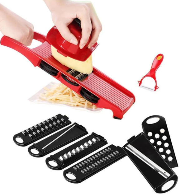 Безопасный мультислайсер для шинковки овощей и фруктов Mandoline Slicer с контейнером 6 in 1 - изображение 7