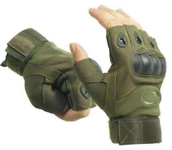 Тактичні безпалі рукавички Oakley темно-зелені - зображення 2