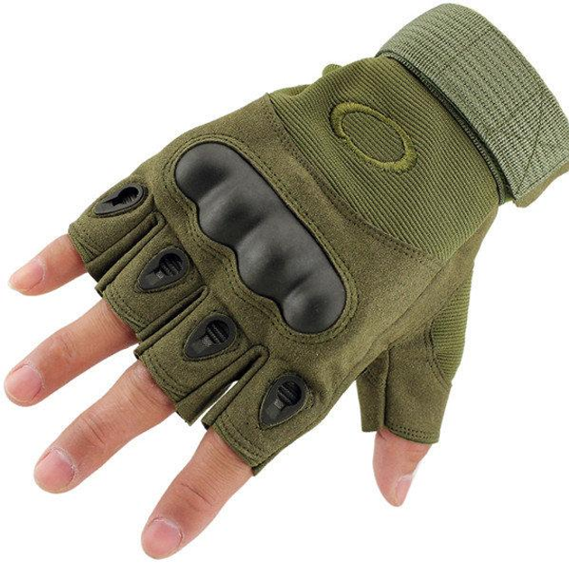 Тактические беспалые перчатки (велоперчатки, мотоперчатки) Oakley Green размер L - изображение 2