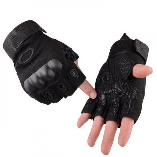 Тактические беспалые перчатки (велоперчатки, мотоперчатки) Oakley Black Размер M - изображение 1