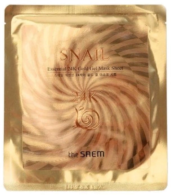 Гелевая маска с муцином улитки и 24К золотом The Saem Snail Essential 24K Gold Gel Mask Sheet 30 г (8806164121108) 