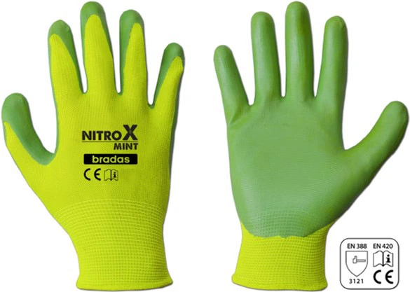 Рукавиці робочі захисні Bradas Nitrox Mint з нітриловим покриттям, розмір 6, 12 пар Салатові із зеленим (RWNM6) - зображення 2
