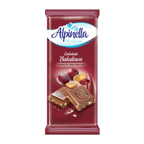 Шоколад Alpinella Молочный с орехом и изюмом 90г (00-00000033) 