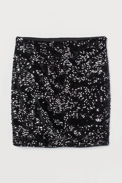Велюровая юбка с пайетками H&M M Черный (0810386001) 