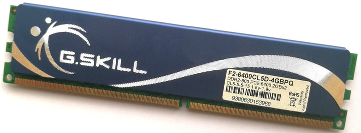 Ігрова оперативна пам'ять G. Skill DDR2 2Gb 800MHz PC2 6400U CL5 (F2-6400CL5D-4GBPQ) Б/У - зображення 1