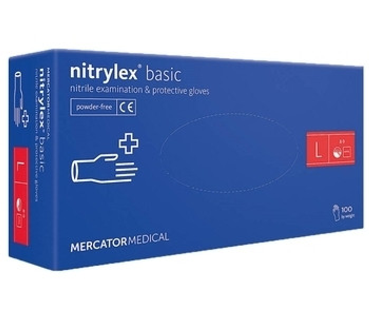 Перчатки нитриловые синие Nitrylex Mercator Medical S 100 шт - изображение 1