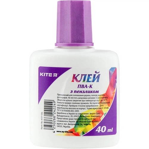 Клей ПВА Kite 40мл (K17-134) - Фото 1 Клей ПВА Kite 40мл (K17-134) - зображення 1