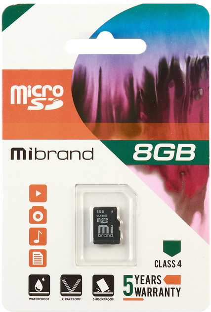 Карта памяти Mibrand microSDHC 8GB Class 4 (MICDC4/8GB) - изображение 1
