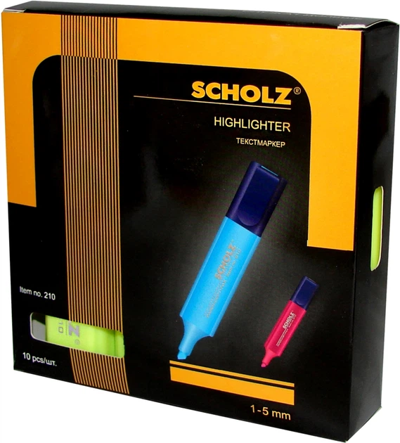 Набор текстовых маркеров Scholz 1 - 5 мм 10 шт Желтых (210-03SCH) (18591662021032) - изображение 5