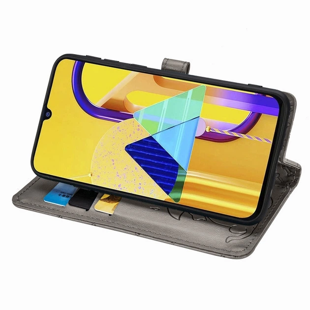 Чехол Embossed Cat and Dog для Samsung Galaxy M21 / M215 книжка кожа PU Gray - изображение 3