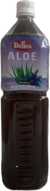 Упаковка безалкогольного негазированного напитка Dellos Aloe Vera Drink Blueberry 1.5 л х 12 бутылок (8809550701939) - изображение 1