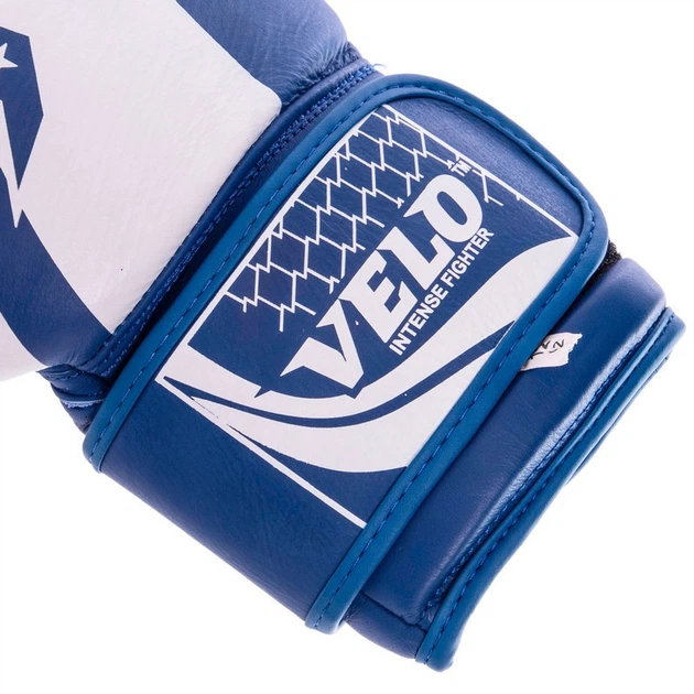 Рукавички для боксу та єдиноборств шкіряні VELO Champ VL-2224 Blue-White 14 унцій - зображення 3