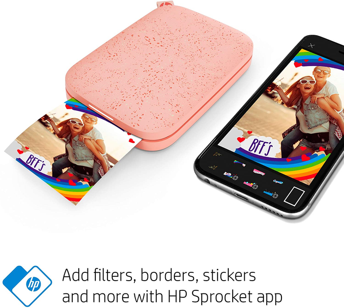 Фотопринтер портативный HP Sprocket Photo Print Blush Pink +