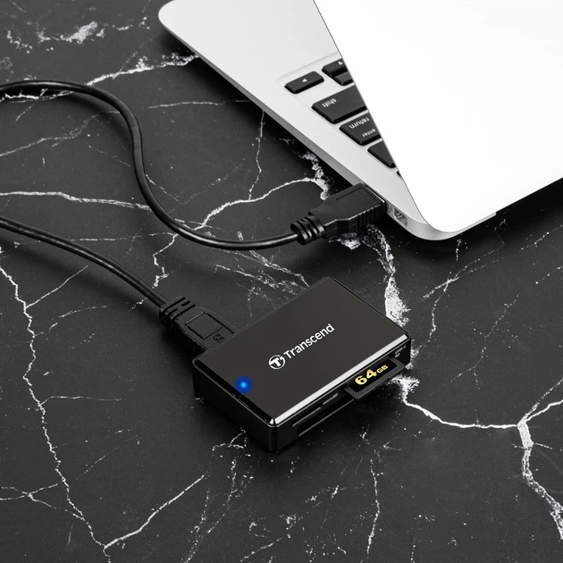 Кардрідер Transcend TS-RDF9K2 USB3.1 Gen1 All-in-1 Multi Card Reader UHS-II SD/microSD/CF - зображення 5