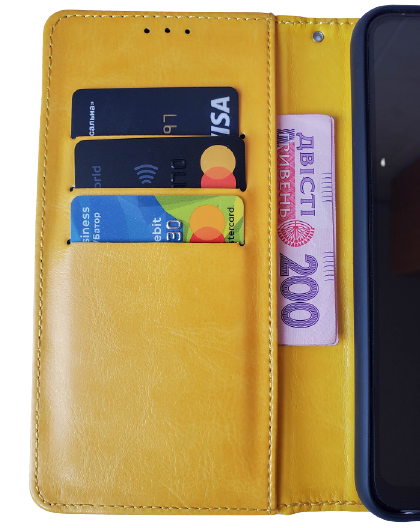 Чохол Fiji Leather для Poco M3 Pro книжка з візитницею жовтий - зображення 2