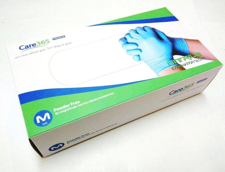 Перчатки нитриловые Care365 M 100 шт Голубой (М365) - изображение 2