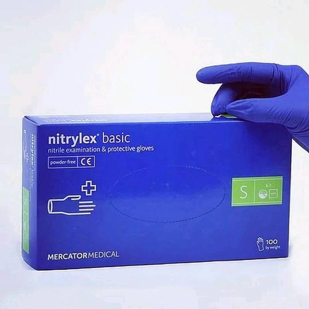 Рукавички Нітрилові Nitrylex Basic S Blue - зображення 1