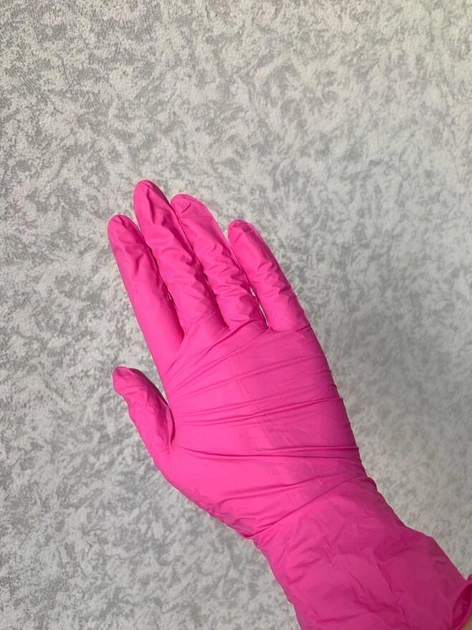 Перчатки нитриловые неопудренные CEROS- FINGERS XS Розовые 100 шт - изображение 1