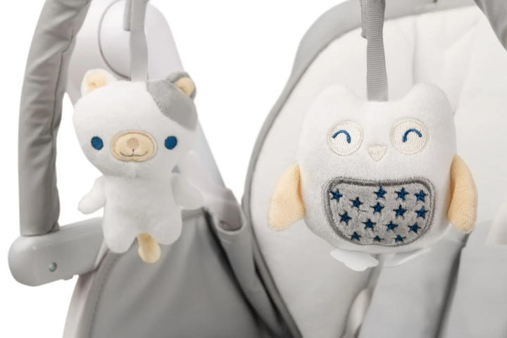 Стульчик для кормления + качели 2 в 1 Caretero Indigo Grey с регулировкой по высоте 6 позиций + таймер и дуга с игрушками - Фото 6 Стульчик для кормления + качели 2 в 1 Caretero Indigo Grey с регулировкой по высоте 6 позиций + таймер и дуга с игрушками - изображение 6