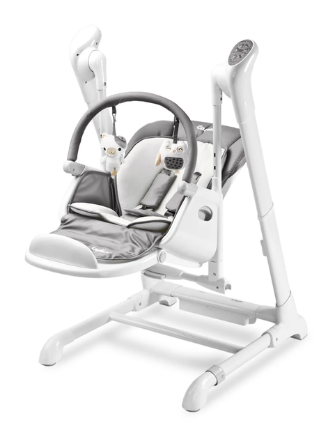 Стульчик для кормления + качели 2 в 1 Caretero Indigo Grey с регулировкой по высоте 6 позиций + таймер и дуга с игрушками - Фото 9 Стульчик для кормления + качели 2 в 1 Caretero Indigo Grey с регулировкой по высоте 6 позиций + таймер и дуга с игрушками - изображение 9