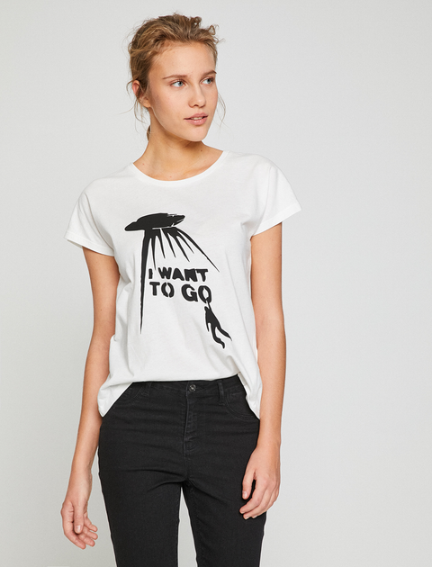 Футболка Koton 8YAL11519JK-001 XS Off White (8681786370536) - изображение 1