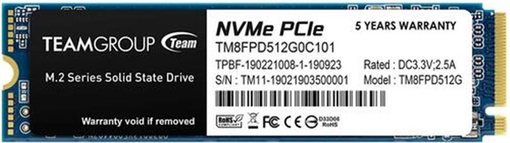 SSD диск Team MP33 Pro 512GB M.2 2280 PCIe 3.0 x4 3D NAND TLC (TM8FPD512G0C101) - изображение 1