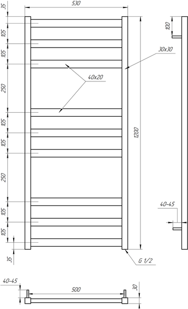 Сушка для рушників Tristar flat Водяний 120x53x3 - Фото 4 Сушка для рушників Tristar flat Водяний 120x53x3 - зображення 4
