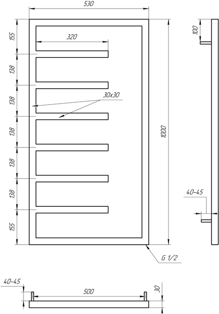 Сушка для рушників Combo Електричний 800x53x3 - зображення 3