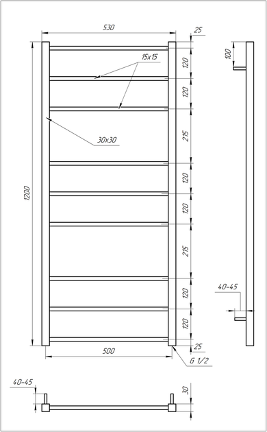 Сушка для рушників Tristar square Електричний 100x53x3 - зображення 4