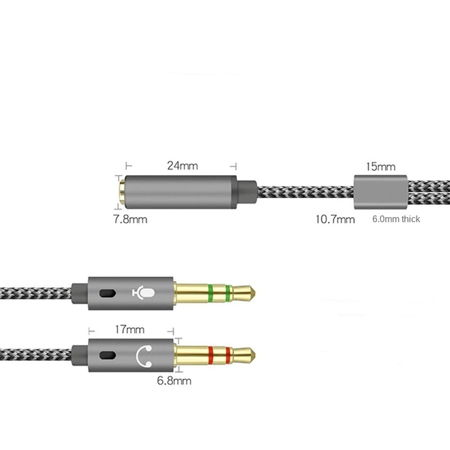 Jack 3.5 Переходник для наушников и микрофона Аудио кабель