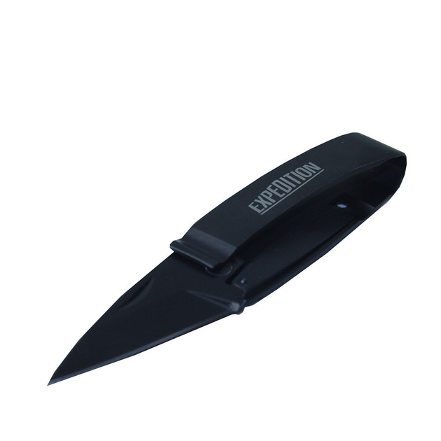 Складаний ніж зі сталі на пояс EXPEDITION 2в1 0600 чорний + затиск для грошей New model - зображення 1