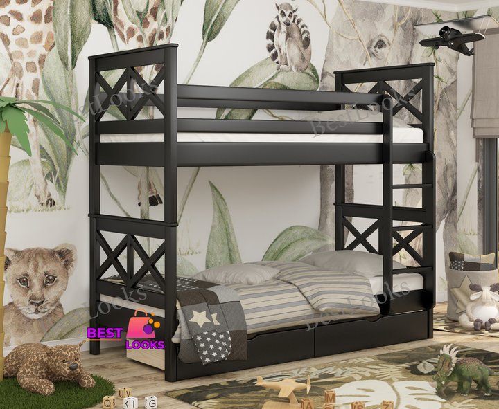 Кровать Двухъярусная с Ящиками 90х200 Wellmebely Маугли Трансформер ...