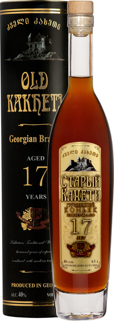 Бренді Старий Кахеті 17 років витримки 0.5 л 40% в тубусі (4860013082228) - зображення 1