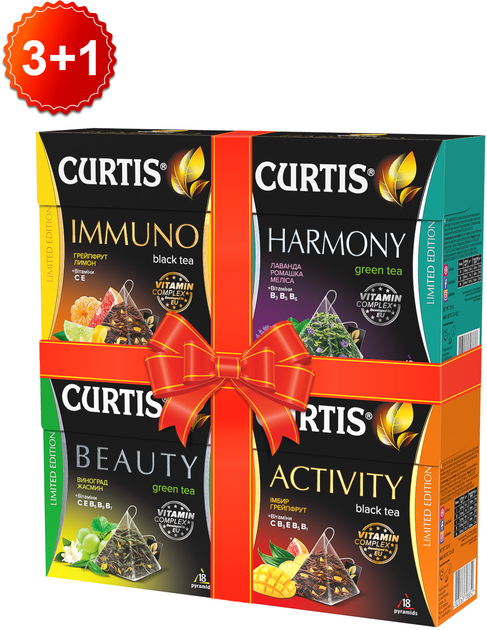 Набор чая Curtis по 18 пирамидок Activity BlackTea+Immuno BlackTea ...