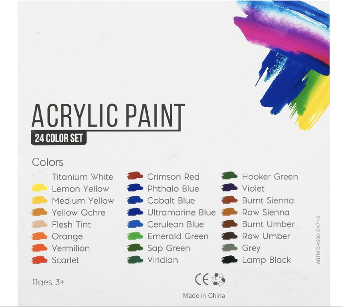 Набор акриловых красок для рисования Yover AcriLyc Paint 24 цвета в ...