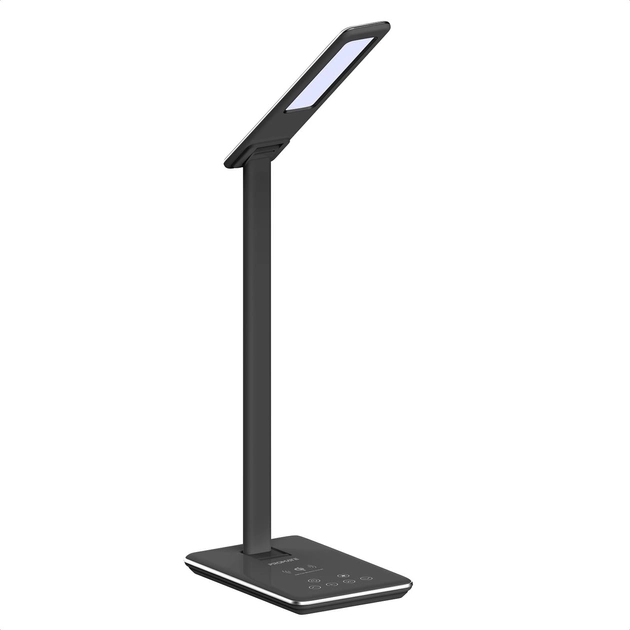 Настільна лампа Promate AuraLight-1 10 W 500 lm Black з бездротовою зарядкою і USB (auralight-1.black) - зображення 1