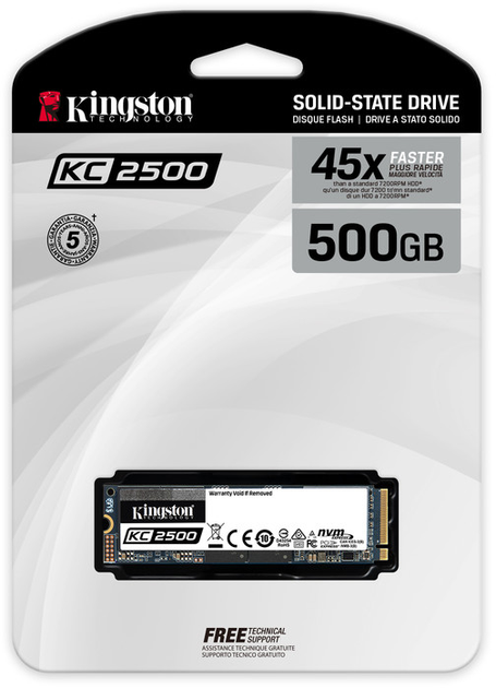 SSD диск Kingston KC2500 500GB NVMe M.2 2280 PCIe 3.0 x4 3D NAND