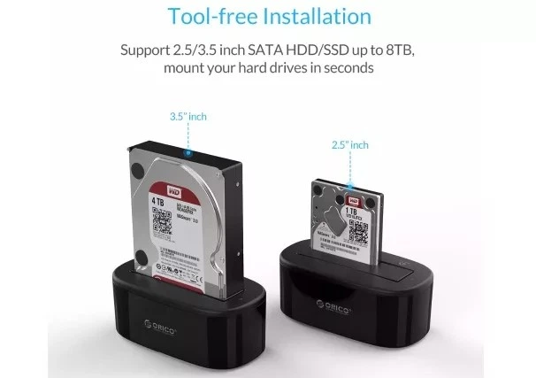 Док станція Orico 6218US3 для 2.5"/3.5" HDD/SSD USB 3.0 - Фото 2 Док станція Orico 6218US3 для 2.5"/3.5" HDD/SSD USB 3.0 - зображення 2