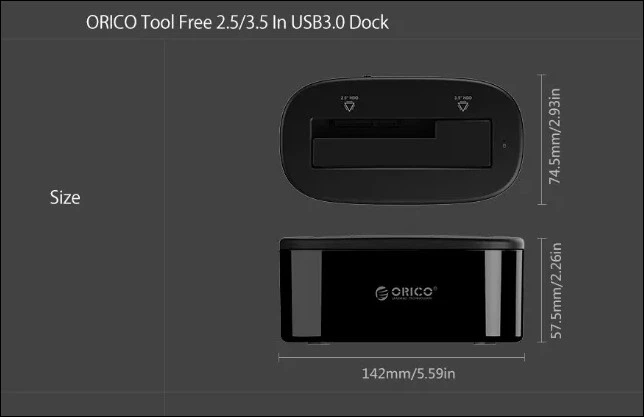 Док станція Orico 6218US3 для 2.5"/3.5" HDD/SSD USB 3.0 - Фото 6 Док станція Orico 6218US3 для 2.5"/3.5" HDD/SSD USB 3.0 - зображення 6