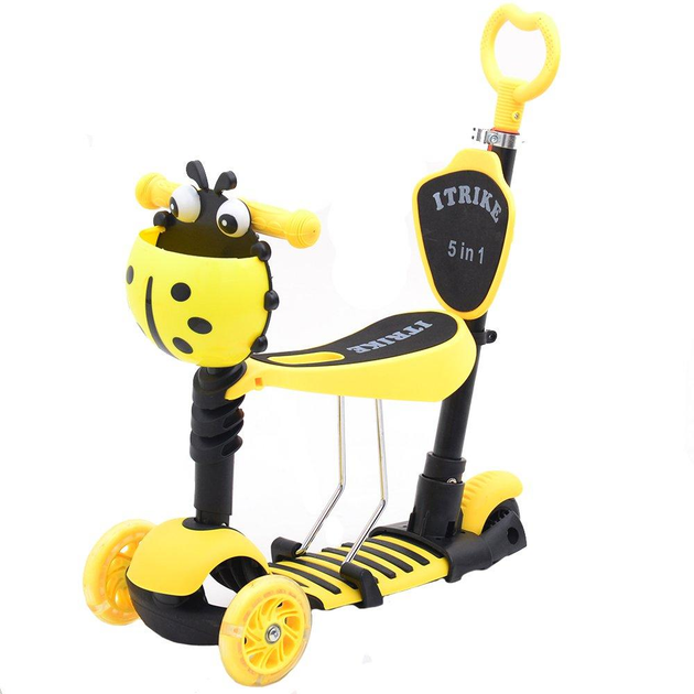 Самокат детский iTrike Maxi JR 3-026-B Божья коровка Родительская ручка ...