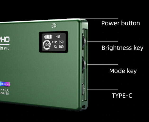 Накамерный LED осветитель Soonpho P10 RBG с аккумулятором 4000 mAh, зеленый - Фото 6 Накамерный LED осветитель Soonpho P10 RBG с аккумулятором 4000 mAh, зеленый - изображение 6