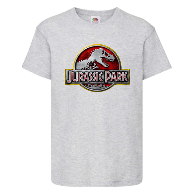 Футболка детская Парк Юрского Периода 007 (Jurassic Park) серая (JPK ...
