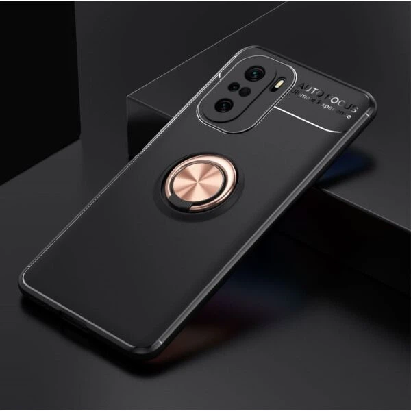 Захисний чохол UniCase Magnetic Ring для Xiaomi Redmi K40 / K40 Pro / Mi 11i / Poco F3 - Black / Rose Gold - зображення 2
