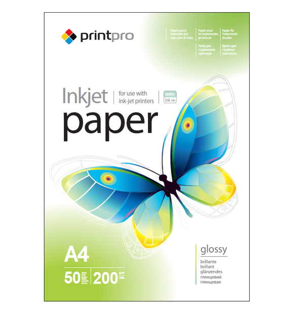 Фотобумага PrintPro, глянцевая, A4, 200 г/м2, 20 л (PGE200020A4 ...