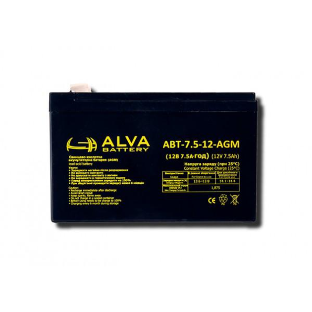 Акумулятор свинцевий ALVA battery АВТ-7,5-12-AGM (12V7,5AH) - зображення 3