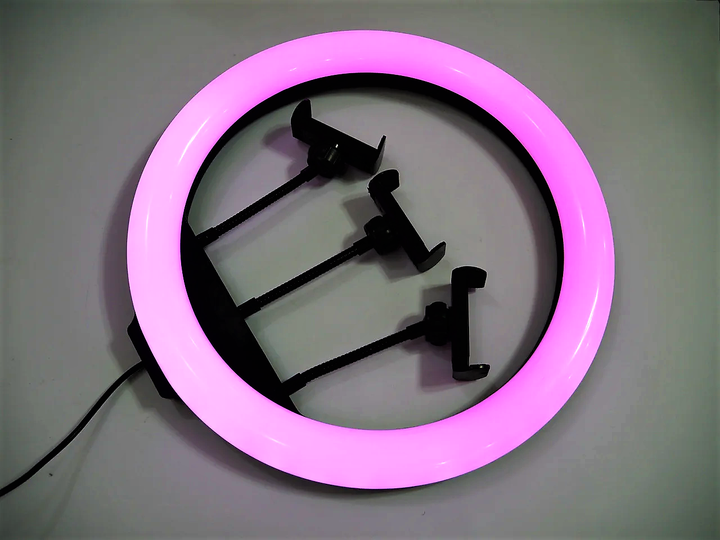 Кольцевая LED лампа селфи подсветка набор блогера Ring Light RGB MJ36-36см USB с 3 креплениями для телефона - изображение 2
