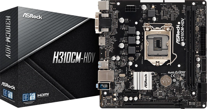 Материнская плата ASRock H310CM-HDV (s1151, Intel H310, PCI-Ex16